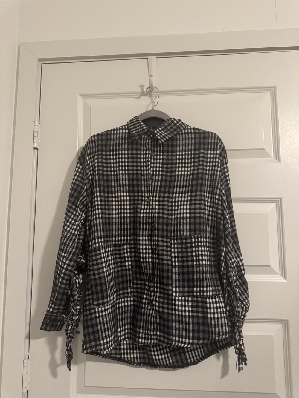 Black & White Plaid Button-Up Shirt